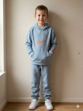 Reebok Light Blue Hoodie and Joggers with Orange Logo